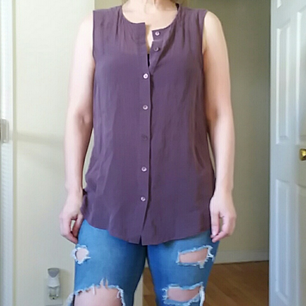 Purple Silk theory blouse missing label